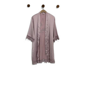 Bridesmaid Robe Alayna Name 3/4 Sleeve Maeve Satin Solid Silky Letter 'A' Flower